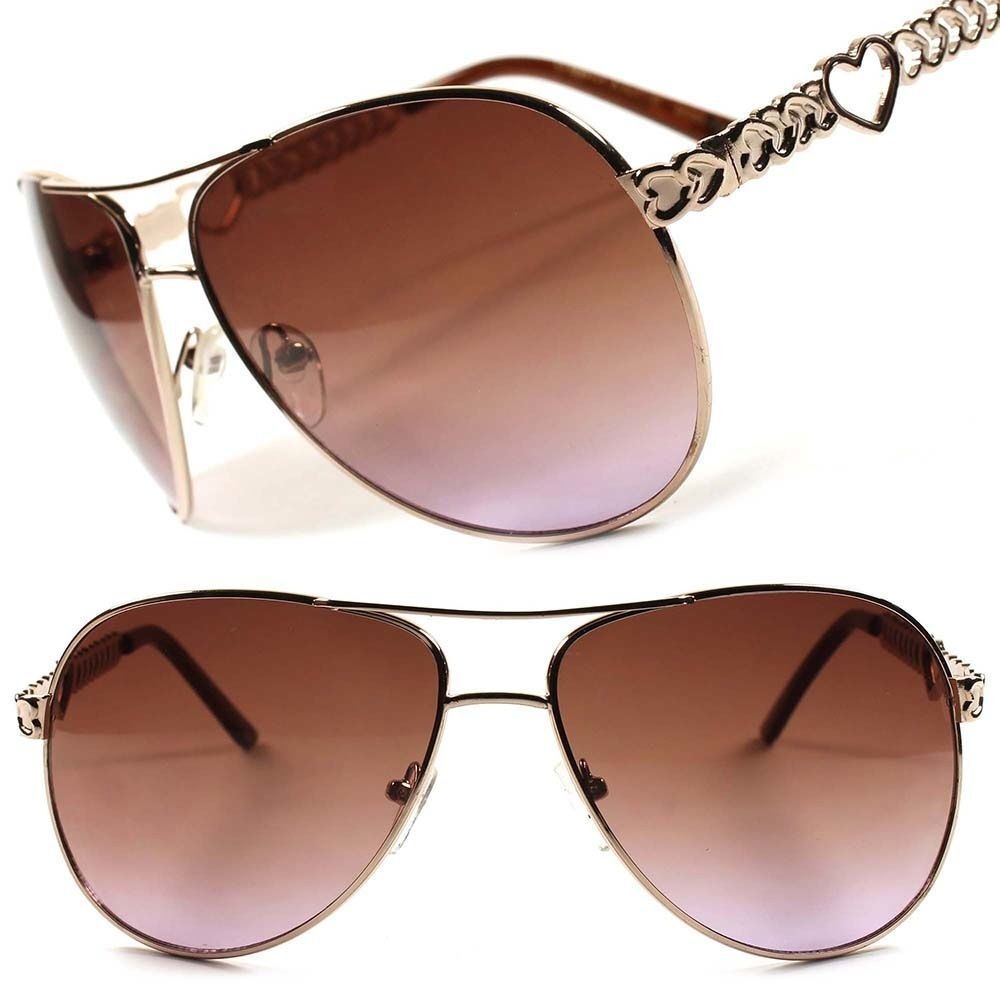 Designer Gorgeous Vintage Retro Heart Shape Fancy Sexy Womens Gold Sunglasses